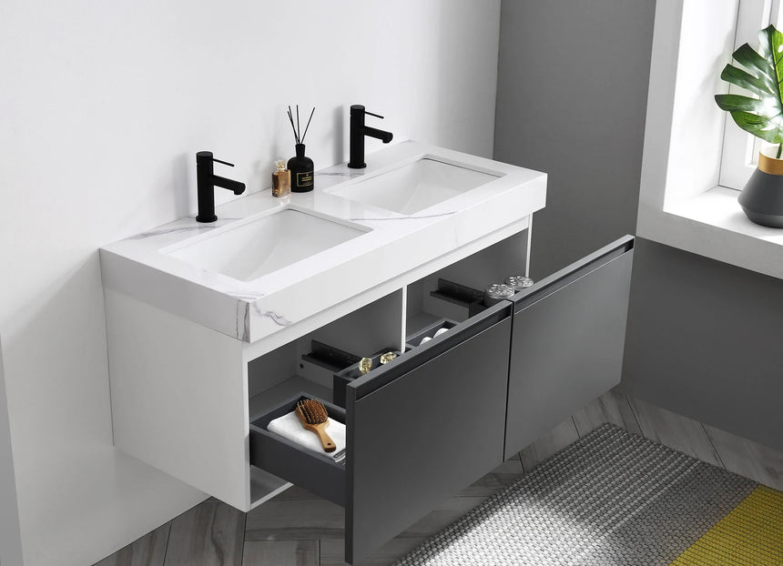 60 inch San Marco Floating Vanity Dark Gray