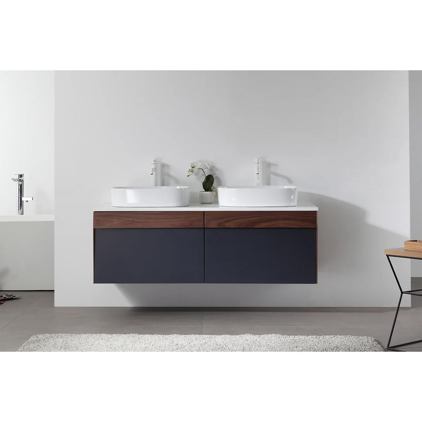 55 inch Dayden Floating Vanity Vessel Sink Dark Blue