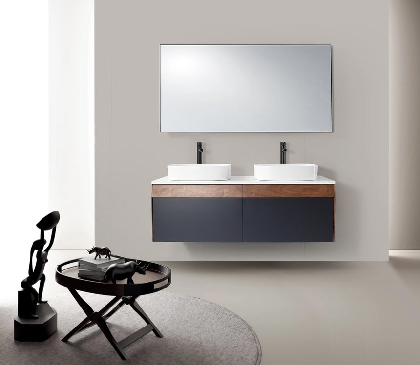 55 inch Dayden Floating Vanity Vessel Sink Dark Blue