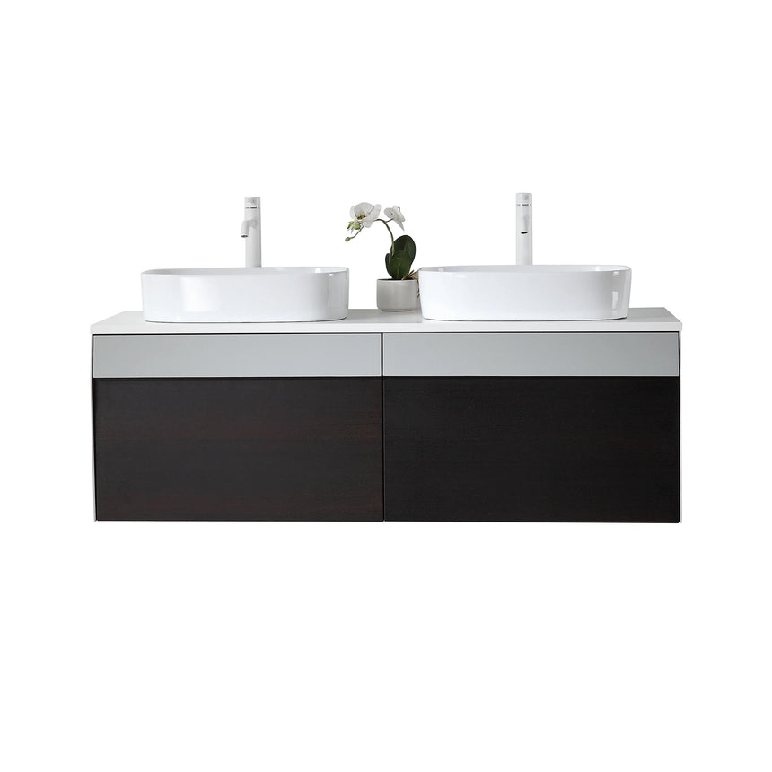 55 inch Dayden Floating Vanity Vessel Sink Dark Blue