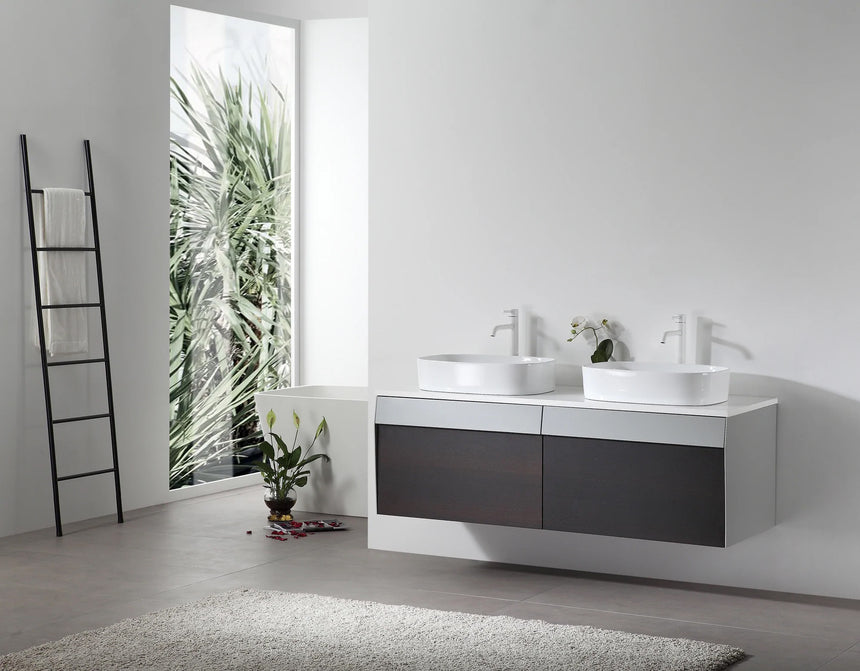 55 inch Dayden Floating Vanity Vessel Sink Dark Blue