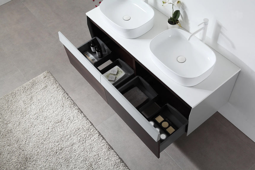 55 inch Dayden Floating Vanity Vessel Sink Dark Blue