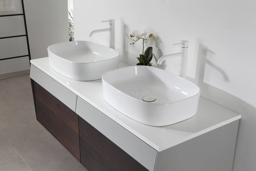 55 inch Dayden Floating Vanity Vessel Sink Dark Blue