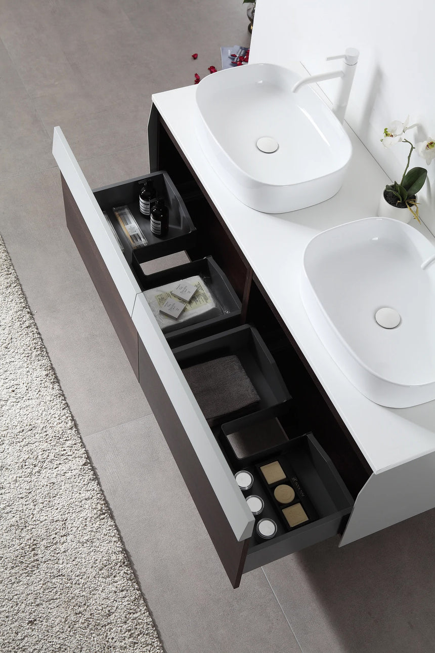 55 inch Dayden Floating Vanity Vessel Sink Dark Blue