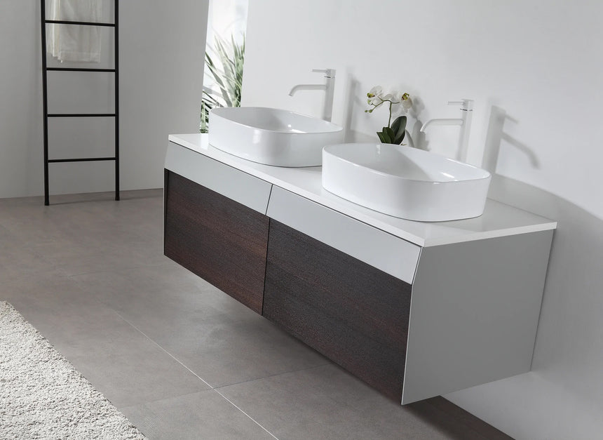 55 inch Dayden Floating Vanity Vessel Sink Dark Blue