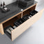 60 inch Orizzon Floating Vanity Maple Right open drawers