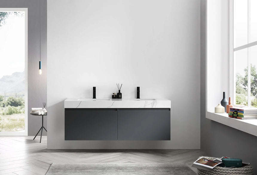 60 inch San Marco Floating Vanity Dark Gray