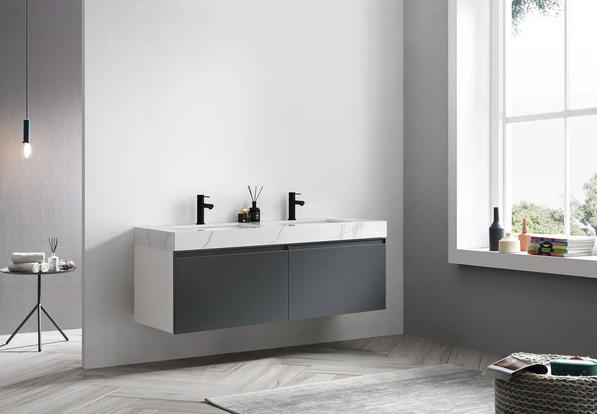60 inch San Marco Floating Vanity Dark Gray