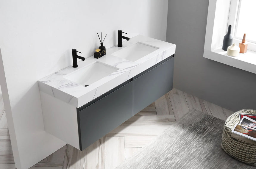 60 inch San Marco Floating Vanity Dark Gray