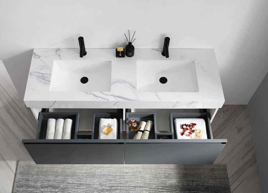 60 inch San Marco Floating Vanity Dark Gray