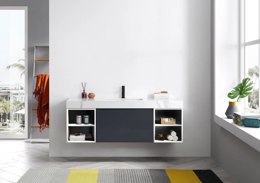 60 inch San Marco Floating Vanity Dark Gray