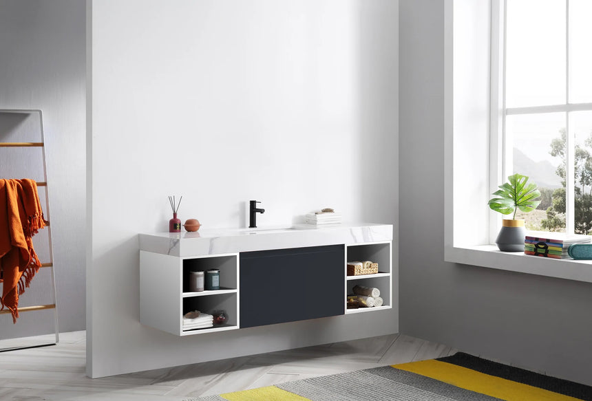60 inch San Marco Floating Vanity Dark Gray