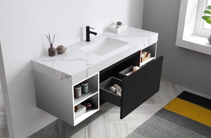 60 inch San Marco Floating Vanity Dark Gray