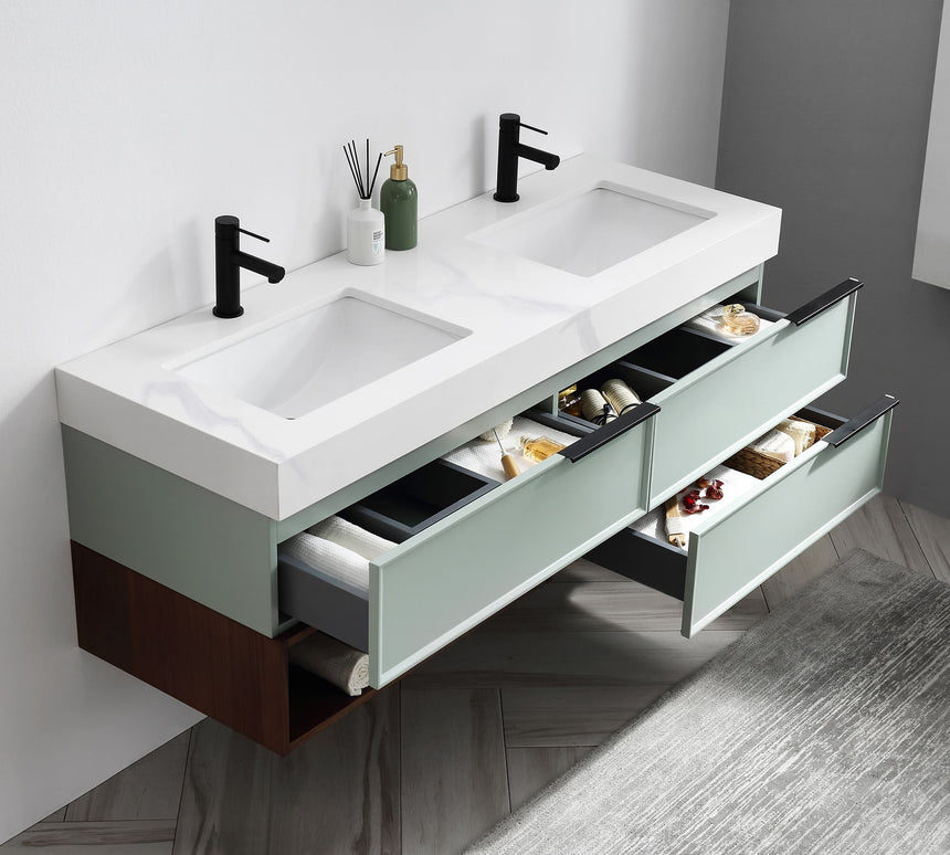 Verde Morandi Floating Vanity (60"-72")