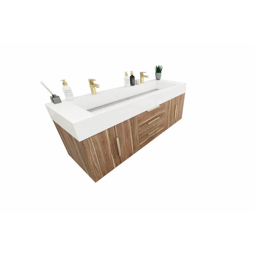 60 inch Sottile Floating Vanity Sink White Oak