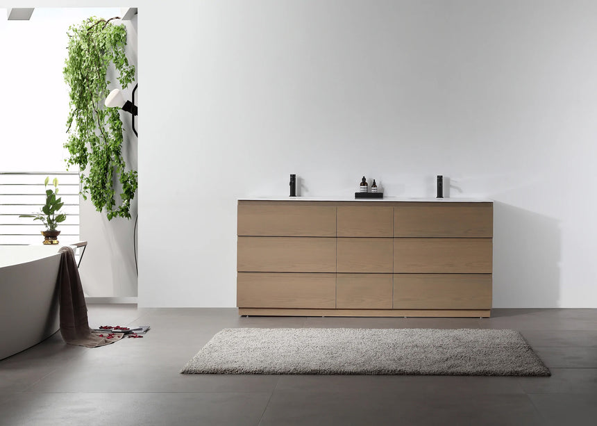72 inch Modena Luxury Vanity Golden Oak