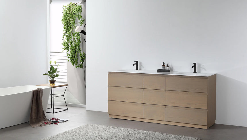 72 inch Modena Luxury Vanity Golden Oak