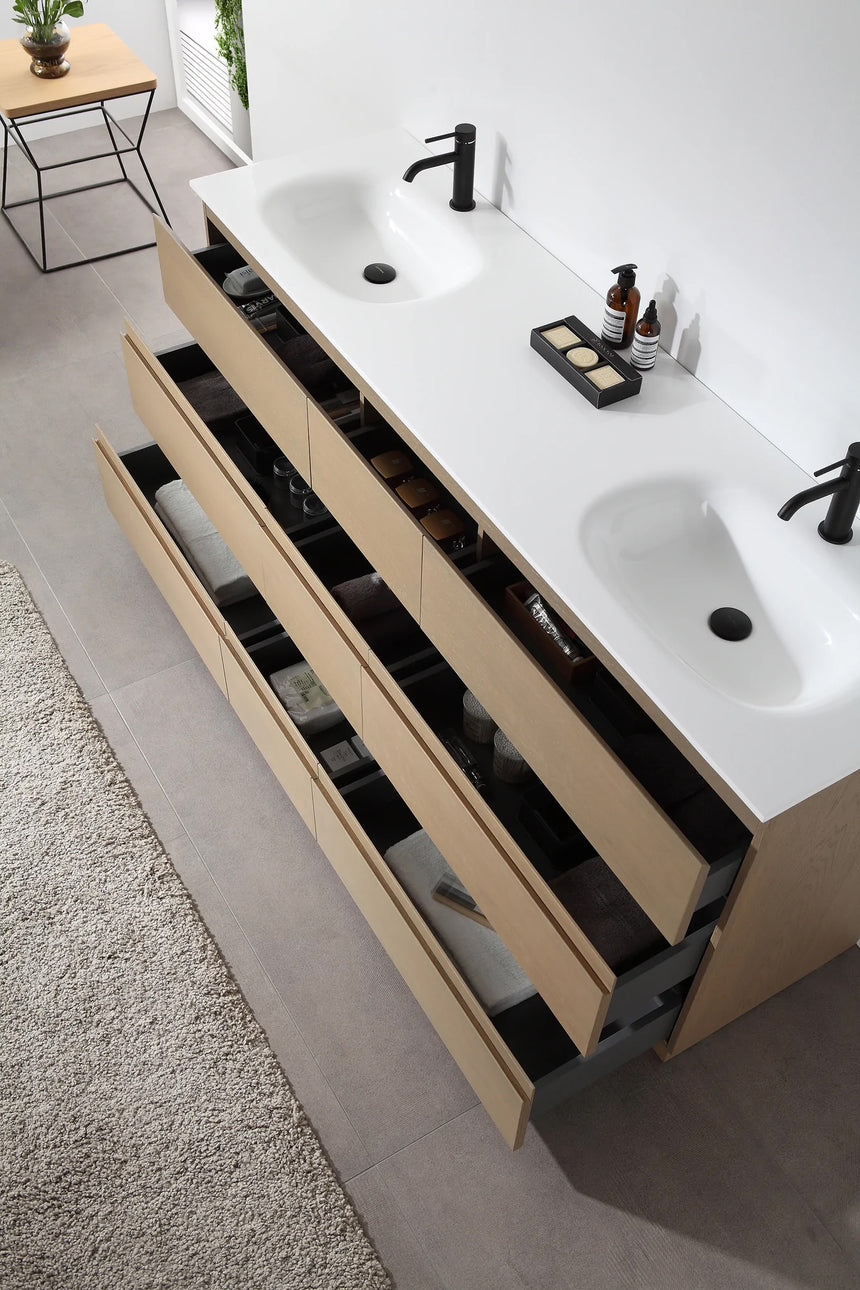 72 inch Modena Luxury Vanity Golden Oak