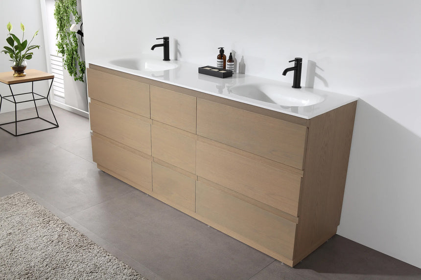 72 inch Modena Luxury Vanity Golden Oak