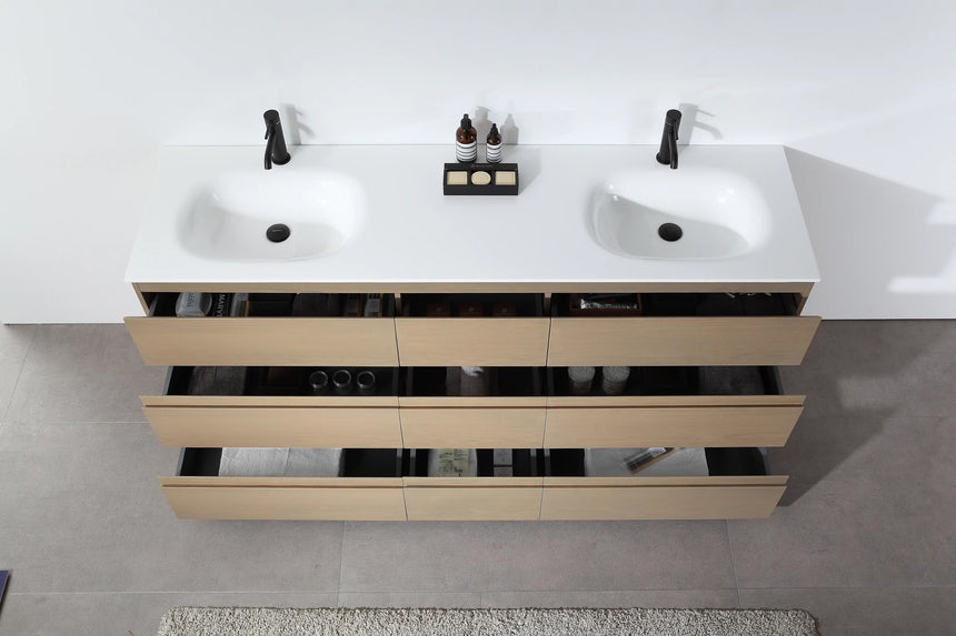 72 inch Modena Luxury Vanity Golden Oak