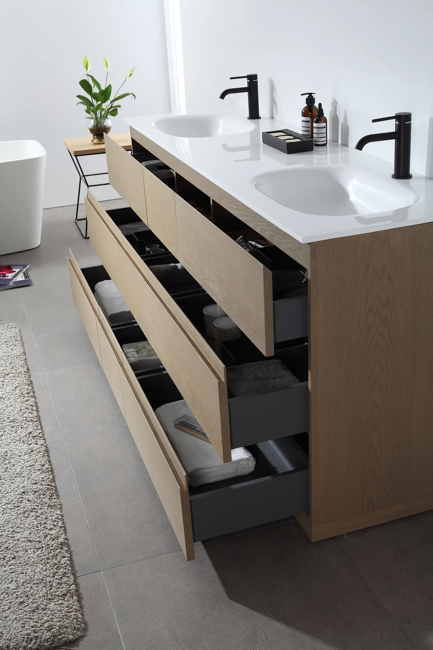 72 inch Modena Luxury Vanity Golden Oak