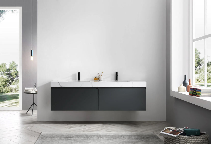 60 inch San Marco Floating Vanity Dark Gray