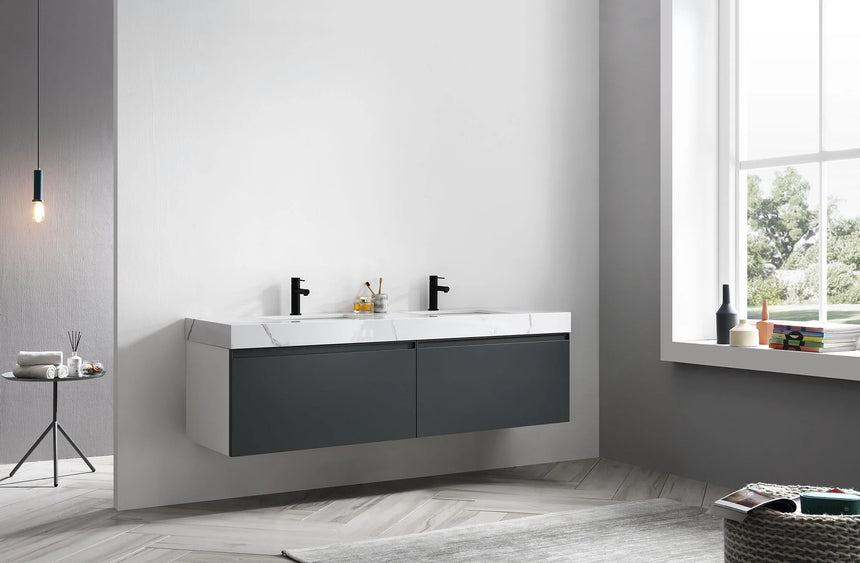 60 inch San Marco Floating Vanity Dark Gray