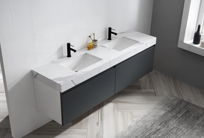 60 inch San Marco Floating Vanity Dark Gray