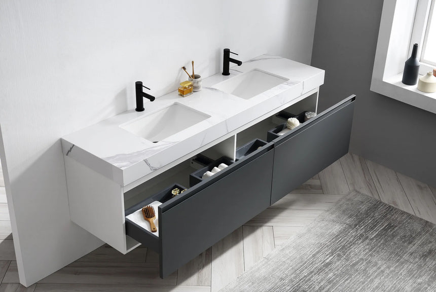 60 inch San Marco Floating Vanity Dark Gray