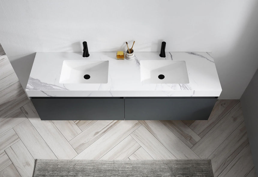 60 inch San Marco Floating Vanity Dark Gray
