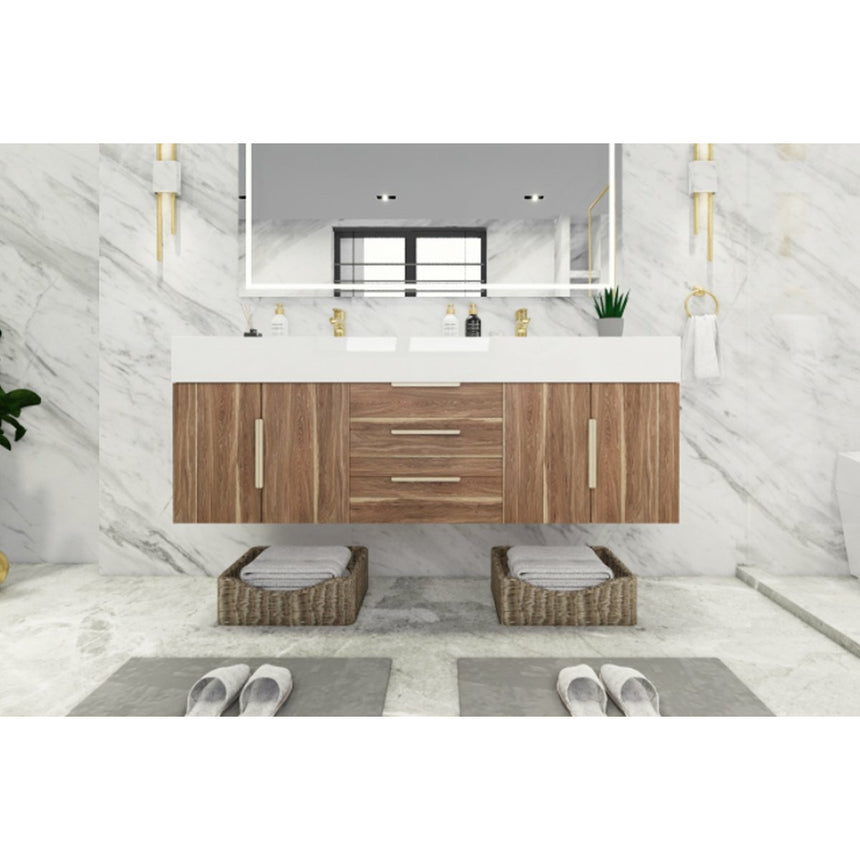 60 inch Sottile Floating Vanity Sink White Oak