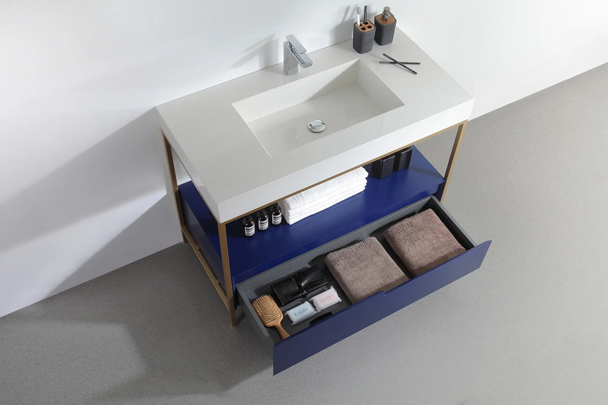 42 inch Tessile Bathroom Vanity Blue