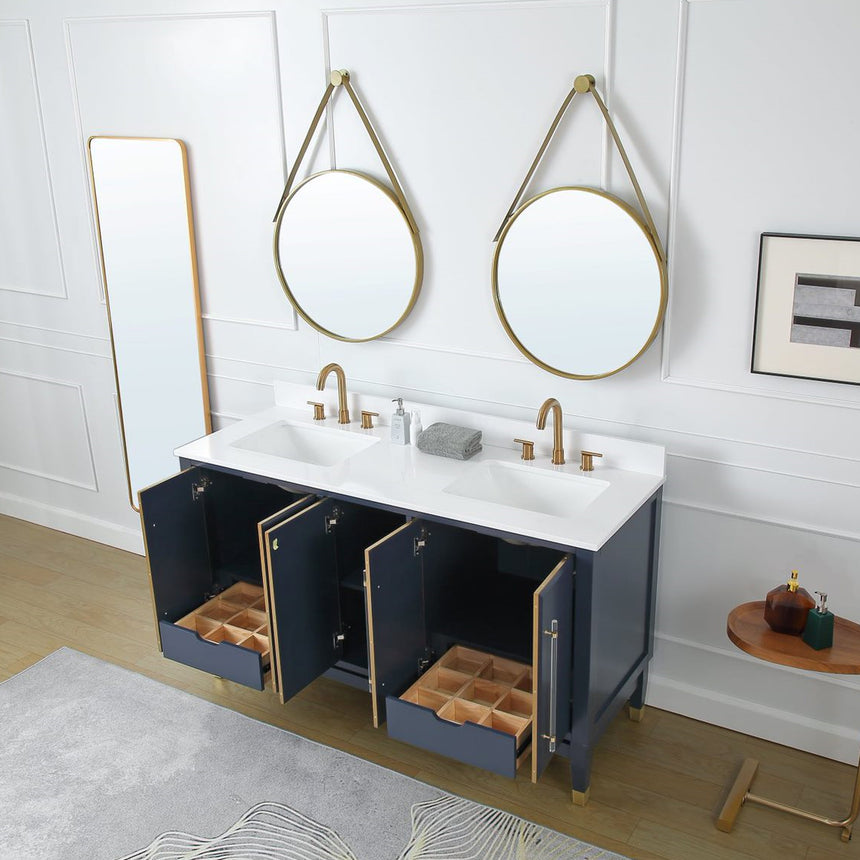 60D inch Wyeth Modern Vanity Blue White top