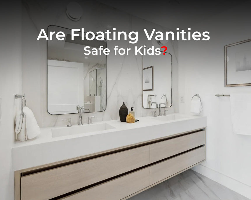 Modern double-sink floating vanity in a family bathroom – safe and stylish design for kids and everyday use.