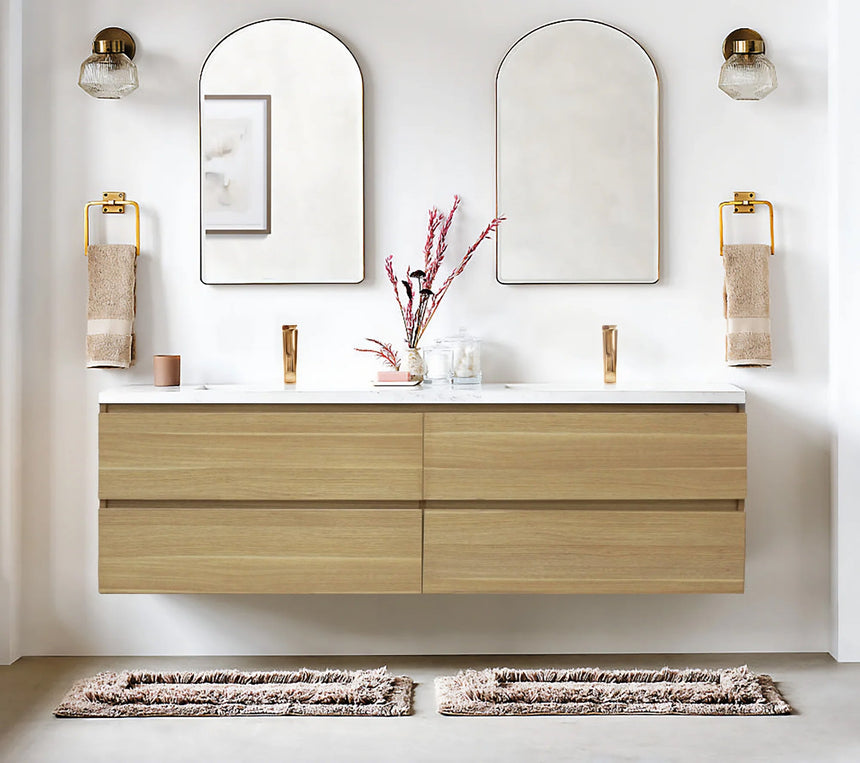 Mid-Century Modern Bathroom with Floating Vanity