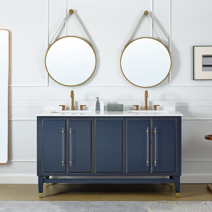 Modern double-sink floating vanity in a family bathroom – safe and stylish design for kids and everyday use.
