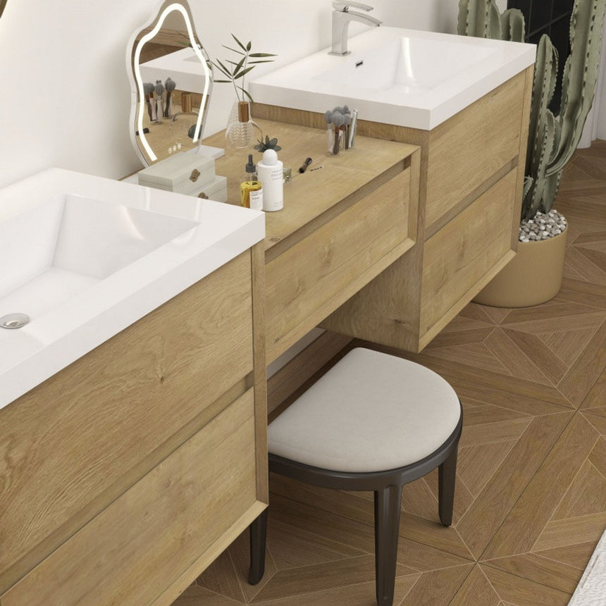 60 inch Sottile Floating Vanity Sink White Oak