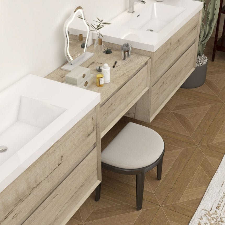 60 inch Sottile Floating Vanity Sink White Oak