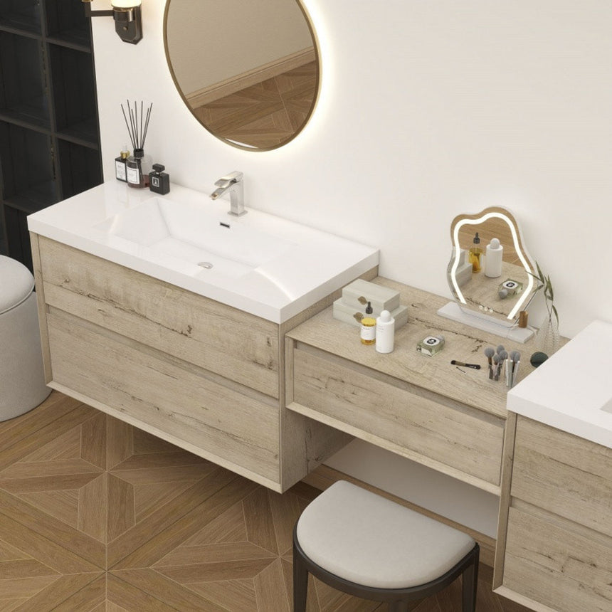 60 inch Sottile Floating Vanity Sink White Oak