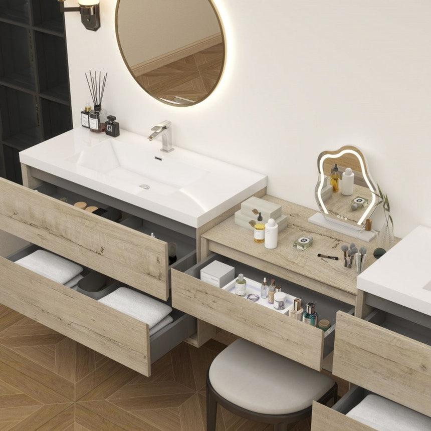 60 inch Sottile Floating Vanity Sink White Oak