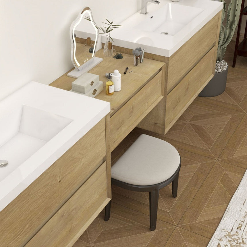 60 inch Sottile Floating Vanity Sink White Oak