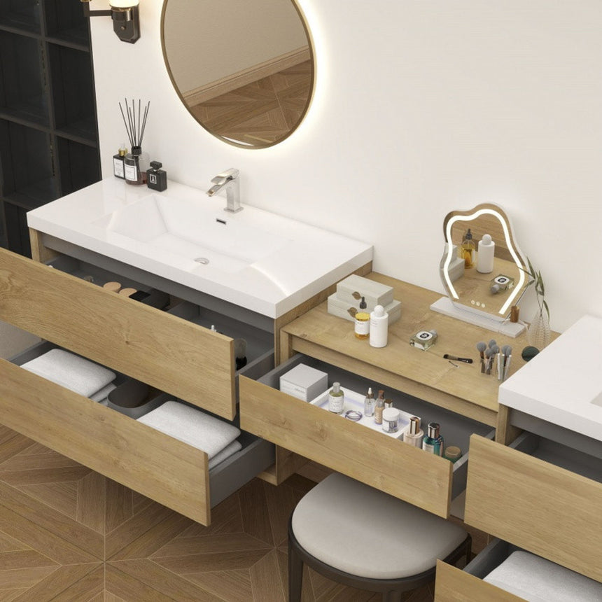 60 inch Sottile Floating Vanity Sink White Oak