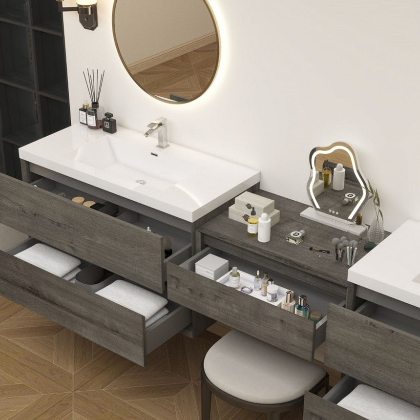 60 inch Sottile Floating Vanity Sink White Oak