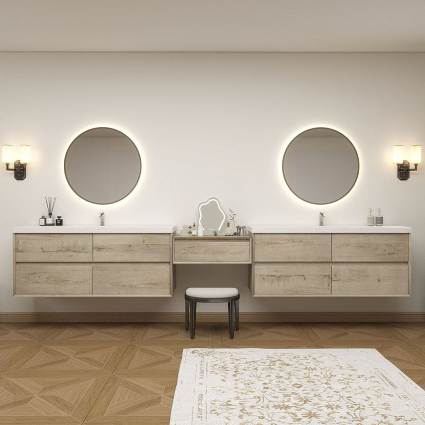 60 inch Sottile Floating Vanity Sink White Oak