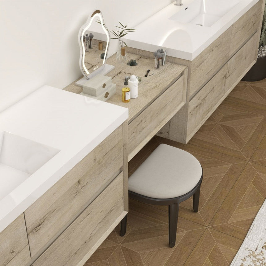 60 inch Sottile Floating Vanity Sink White Oak