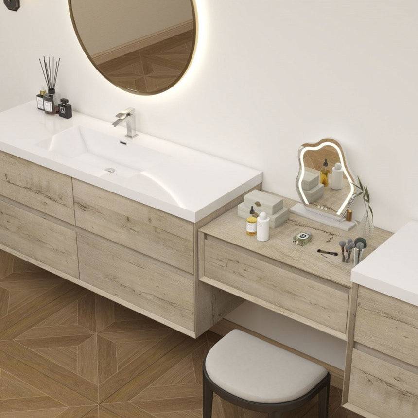 60 inch Sottile Floating Vanity Sink White Oak