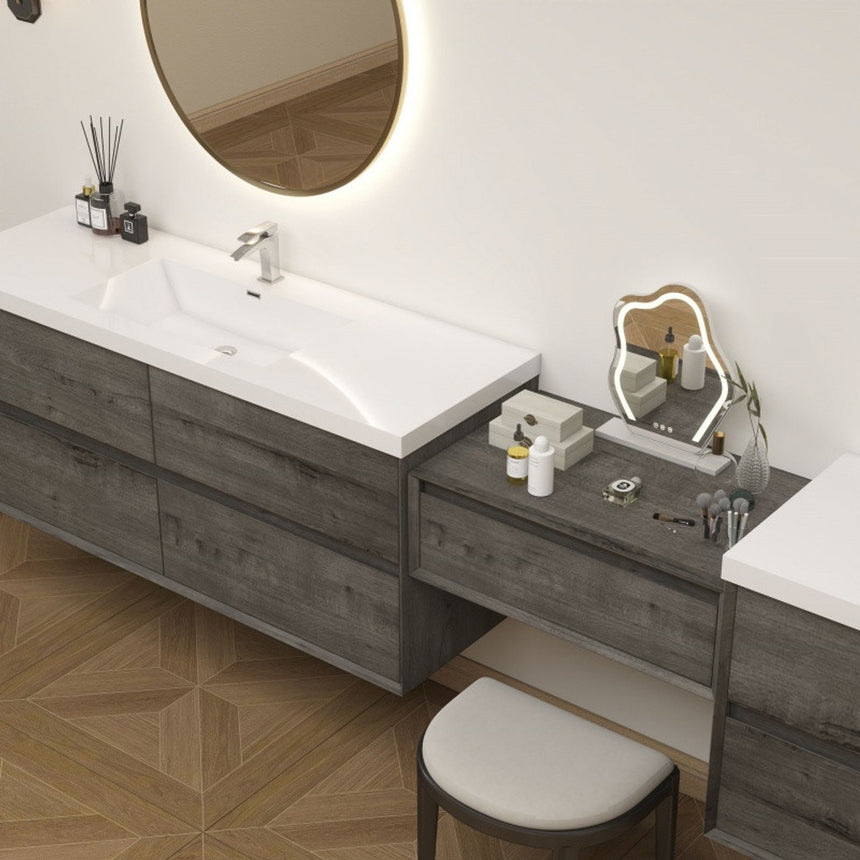 60 inch Sottile Floating Vanity Sink White Oak