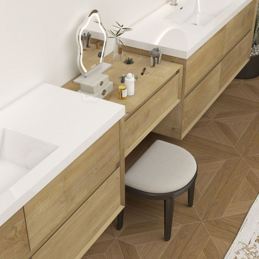 60 inch Sottile Floating Vanity Sink White Oak