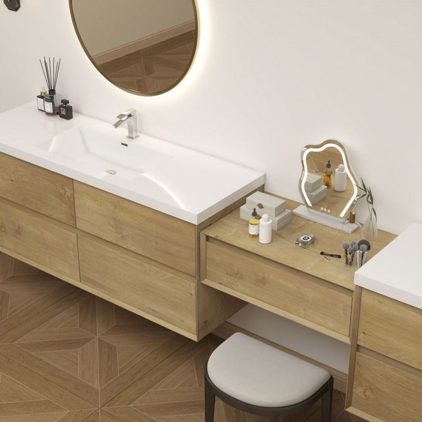 60 inch Sottile Floating Vanity Sink White Oak