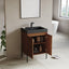 24 inch Bayford modern vanity walnut black open drawers